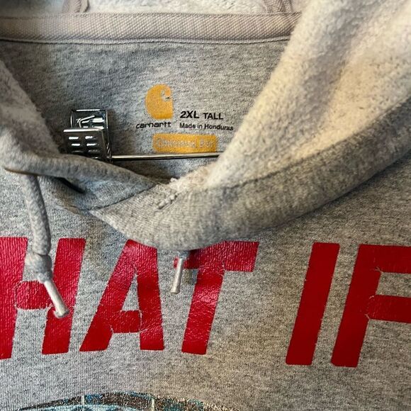 Carhartt what If Jordan and LeBron distressed stained Hoodie. Size 2XL Tall. - Picture 4 of 8